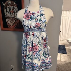 Anthropologie Floral Apron - Pink, Blue, White